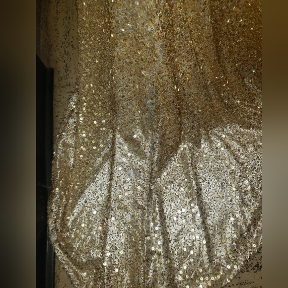 Jovani silver gold ombre liquid beading beaded strapless prom pageant dress 8 cy - Picture 7 of 10